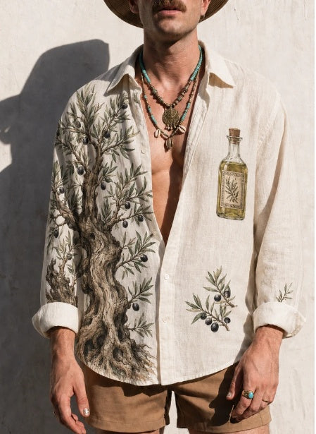 Olive Grove Print Oversized Shirt