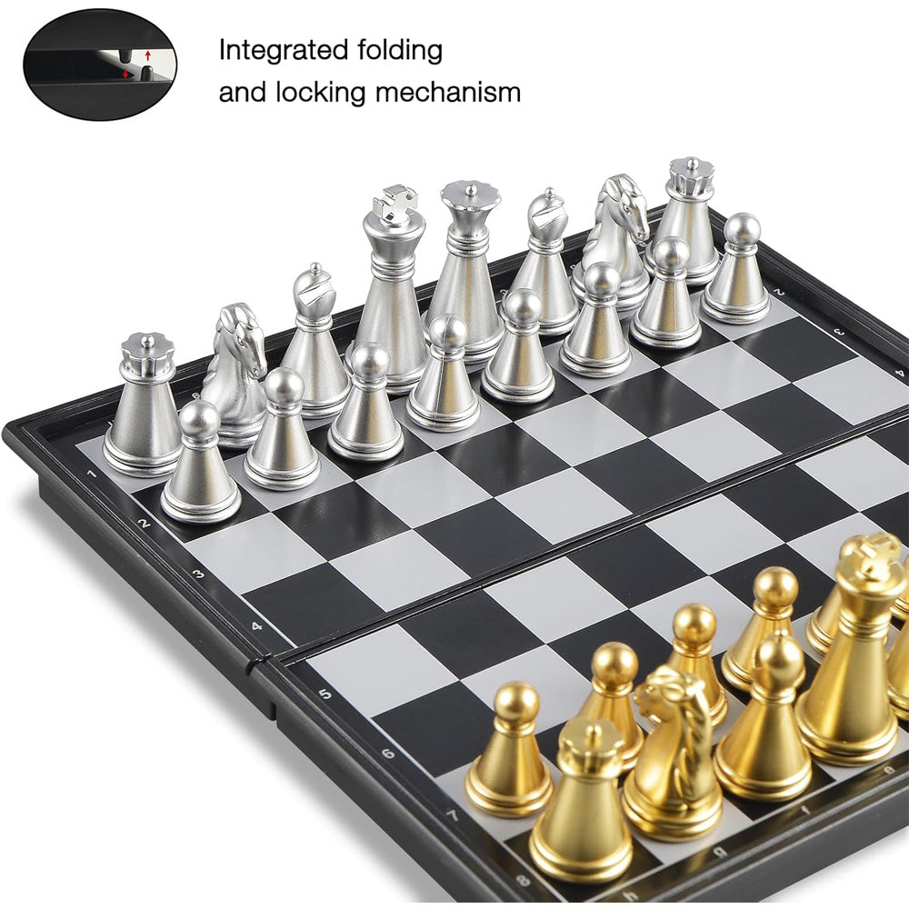 Travel Folding Magnetic Chess Set,9.8 In, 25 Cm,Folding And Portable Chess Board Games
