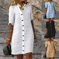 Half-sleeved Shirt Dress Summer V-neck Single-breasted Button Dresses Women's Clothing