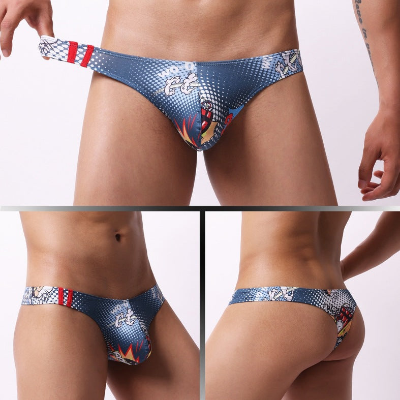 Mens Moisture-Wicking Low-Rise Underwear With Cartoon Print