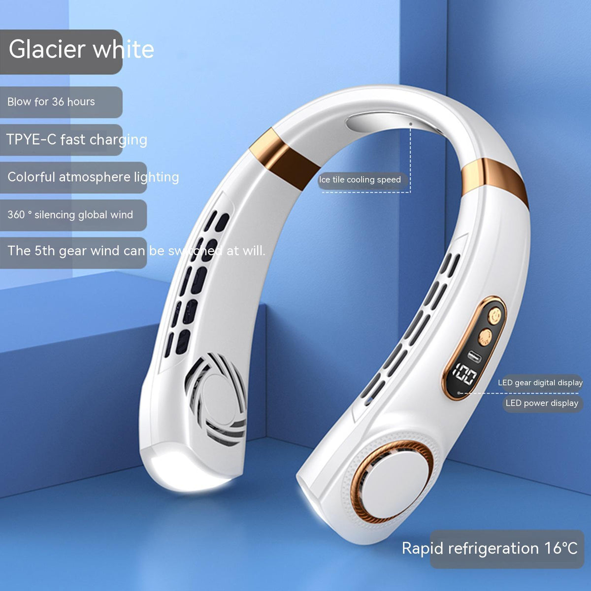 Portable Mute Multifunctional Hanging Neck Fan - Hands-Free Personal Cooling Device For Travel And Outdoor Activities