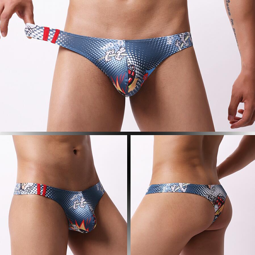 Mens Moisture-Wicking Low-Rise Underwear With Cartoon Print