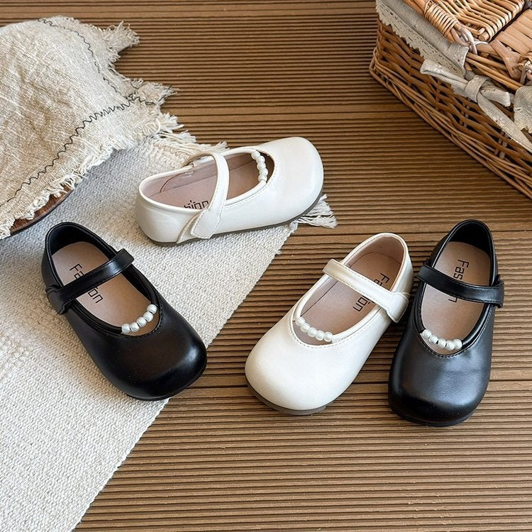 2026 Spring New Arrival, Fashion Girls' Flat Shoes, Korean Style Princess Soft Sole Round Toe Leather Shoes, Wholesale Kids Footwear