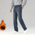Winter Jeans Men Fleece Lined Blue Grey Relaxed Straight Denim Pants USA Warehouse Stock