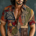 Retro Men's Color-block Short-sleeve Shirt