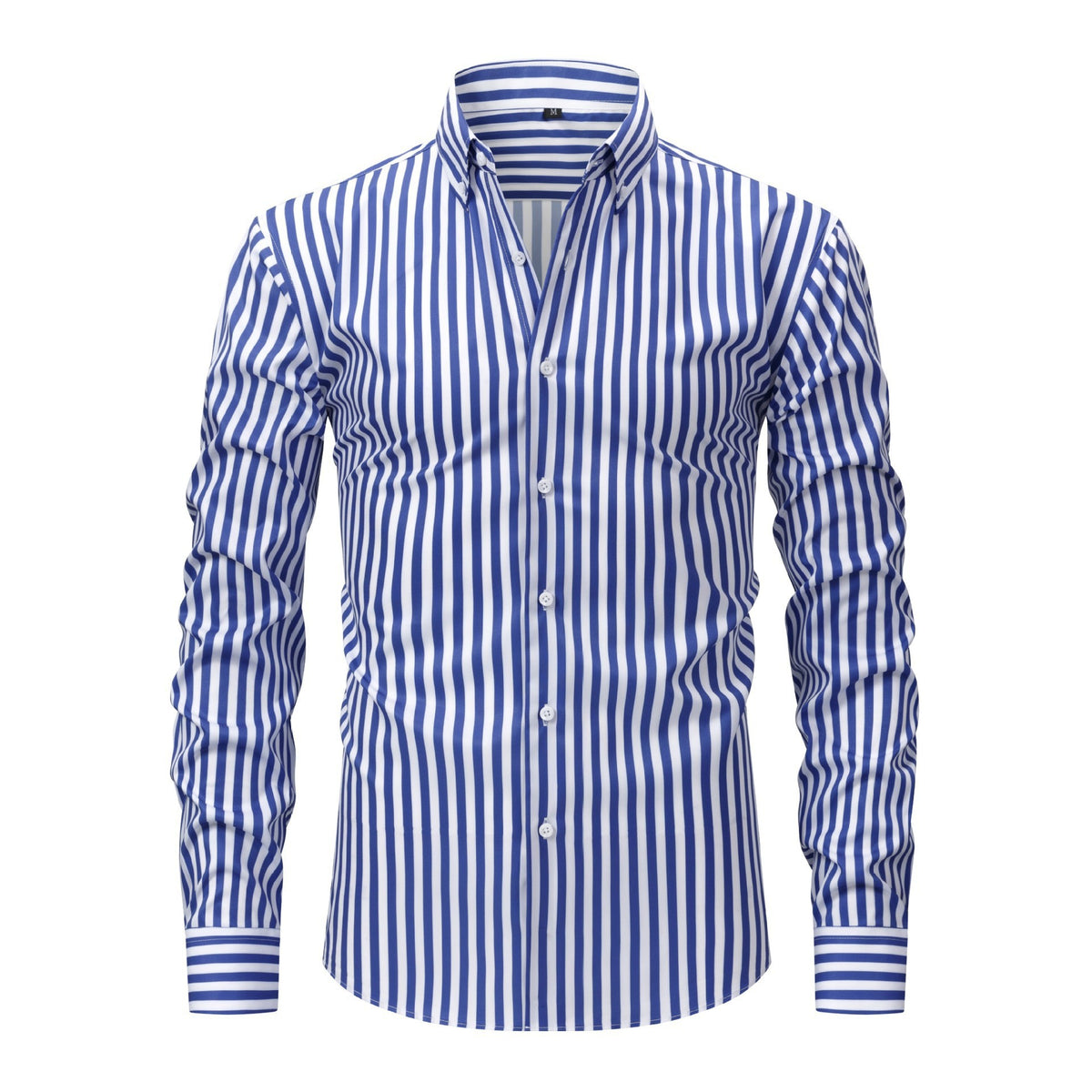 Jiachuan Cross-Border European And American Elastic Non-Iron Men's Shirt Long Sleeve Digital Print Striped Casual Fashion Shirt Men's Clothing