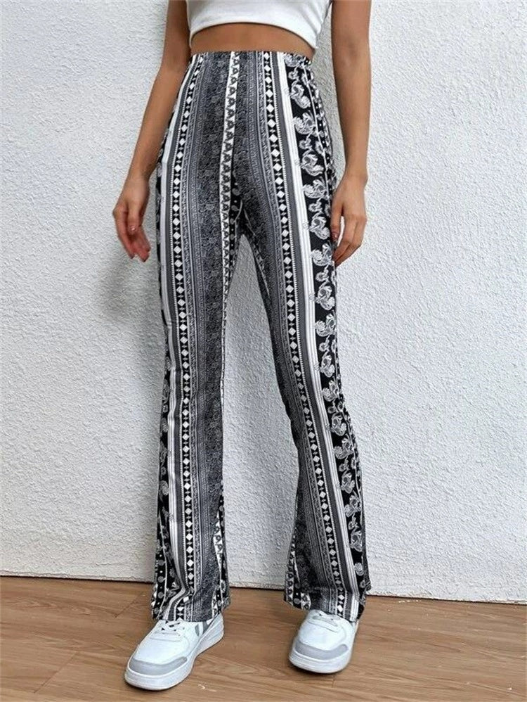 High Elastic Tight Pants Slim Sexy Print Trousers