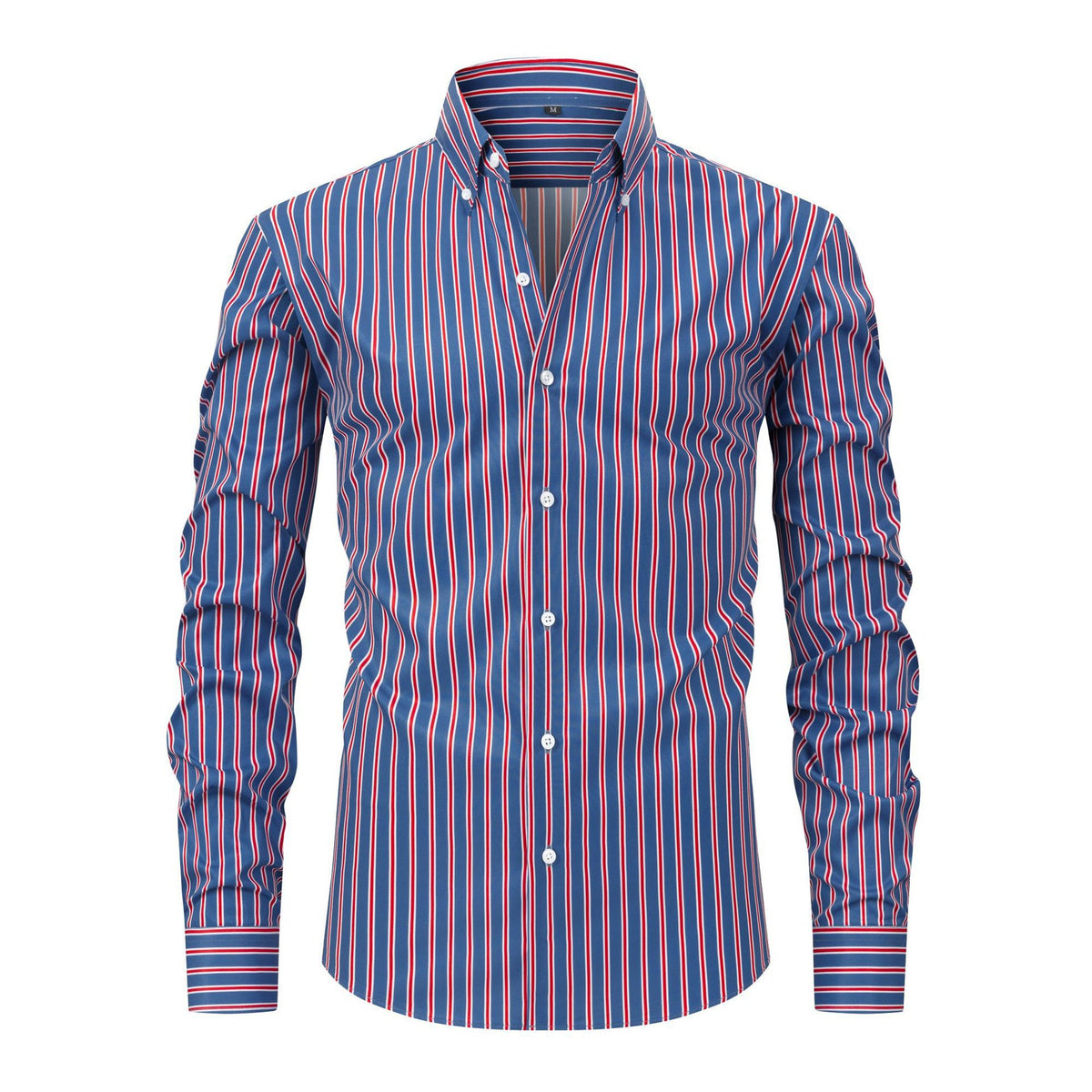 Jiana Four-way Stretch Digital Striped Long-sleeve Collared Men's Shirt, Exclusively For Cross-border Sales, With A High-end Design, Men's Clothing