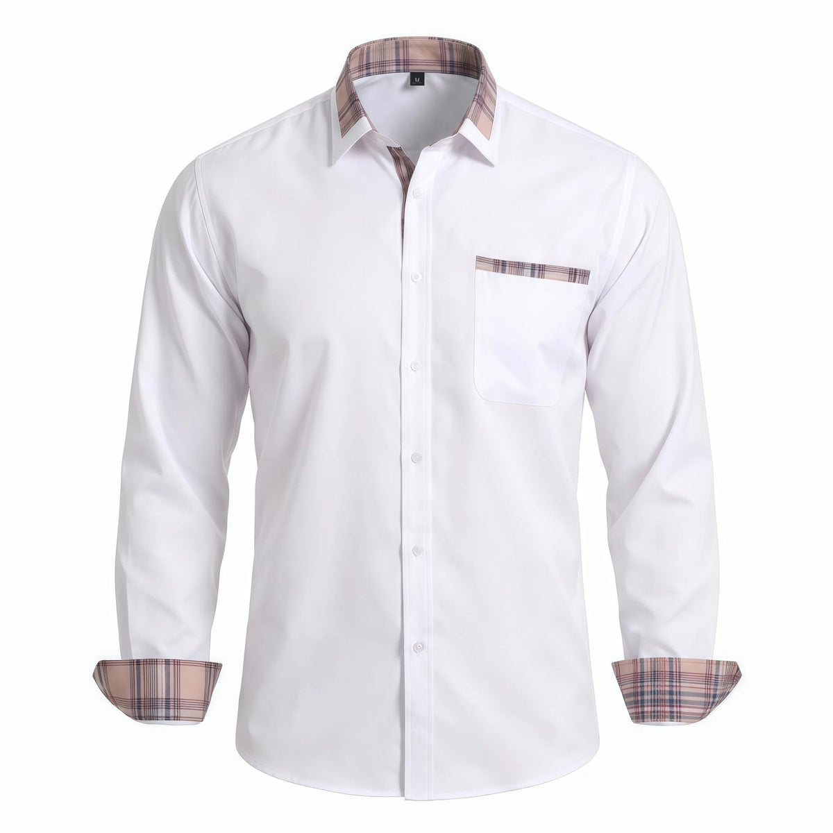 Jiana Cross-Border Specializes In Color-Blocked Floral Collar Men's Shirts, Stretchy, Wrinkle-Free, Business Fashion, Amazon Men's Long-Sleeve Shirts