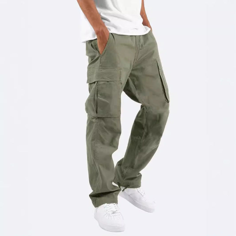 Men's Workwear Casual Pants European And American Independent Station Foreign Trade Drawstring Multi-Pocket Long Pants