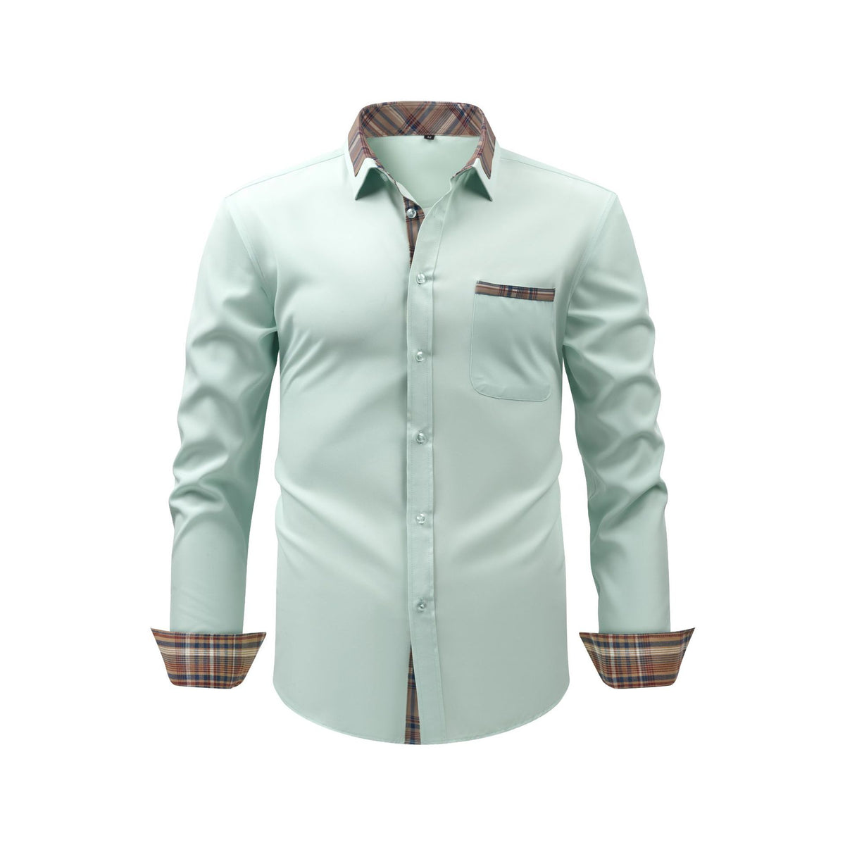 Jiana Cross-Border Specializes In Color-Blocked Floral Collar Men's Shirts, Stretchy, Wrinkle-Free, Business Fashion, Amazon Men's Long-Sleeve Shirts