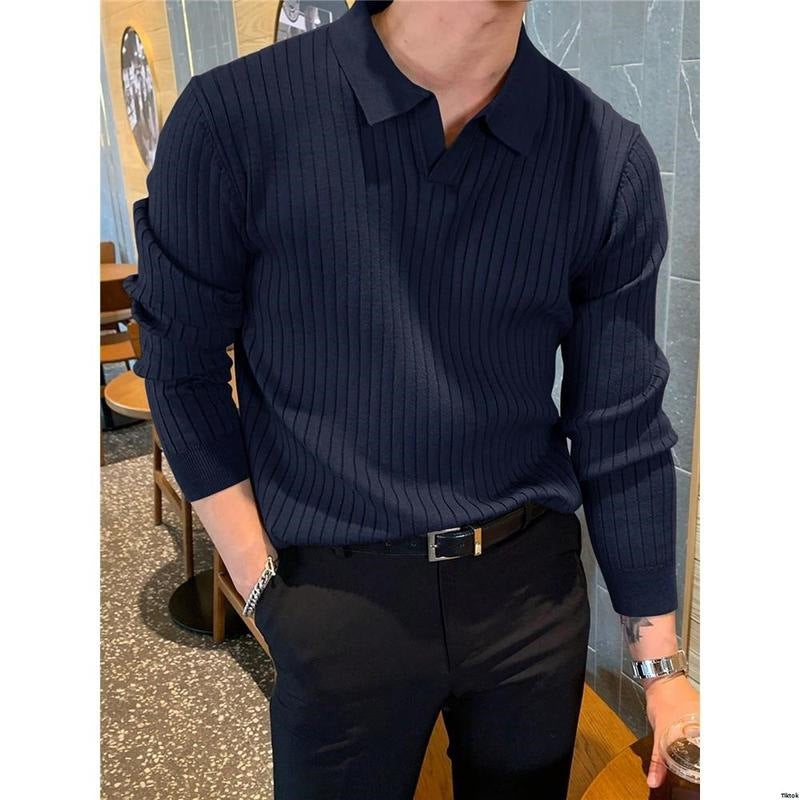 Fashionable Men's Solid-color Casual Knit