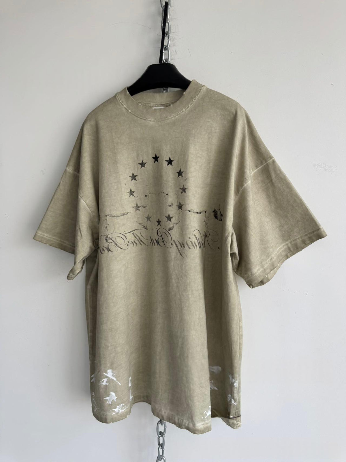Washed Distressed Relaxed-fit Short-sleeve Top