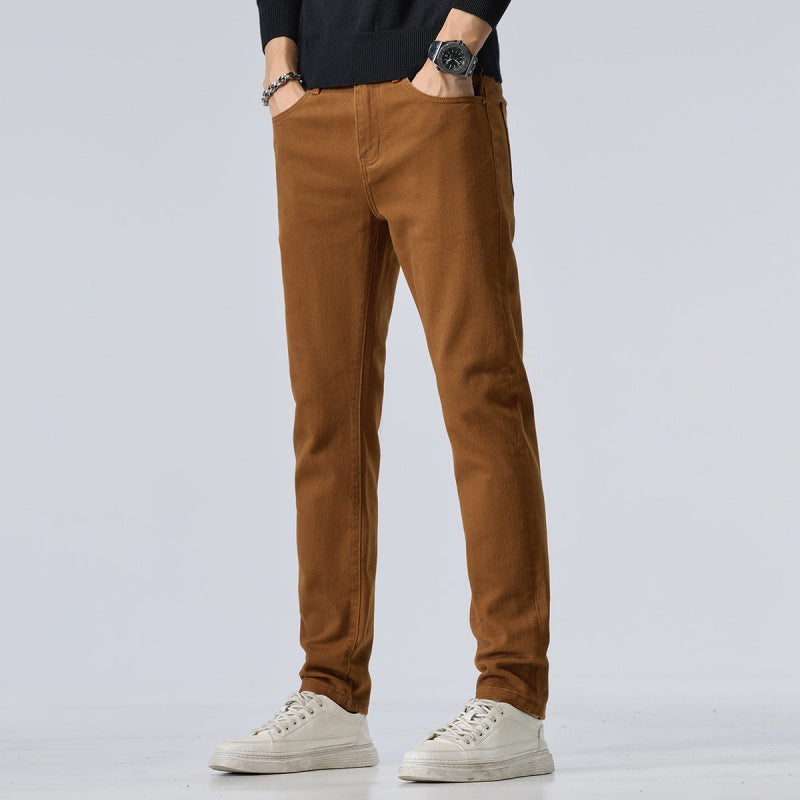High-end Yellow-brown Coffee-colored Jeans