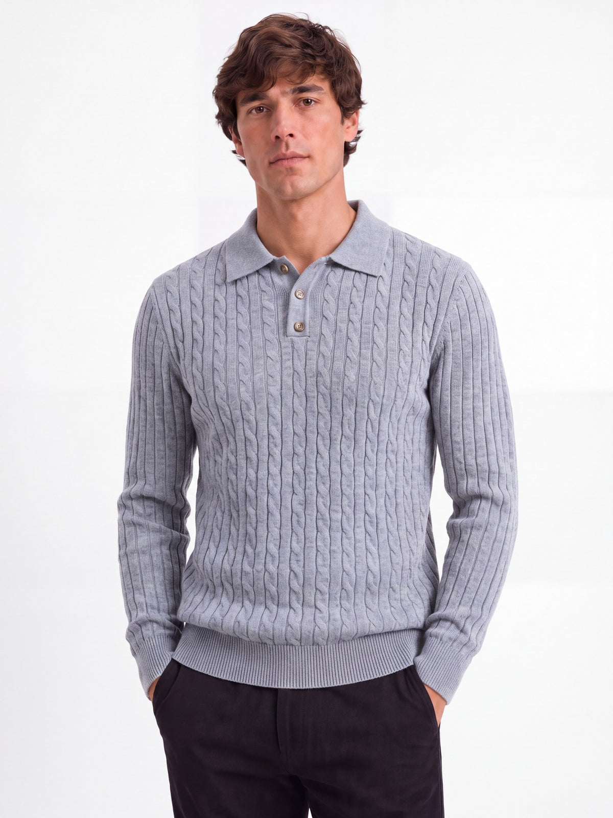 Winter Cross-Border European And American Woolen Long-Sleeve POLO Soft And Warm Sweater Business Casual Men's Turn-Down Collar Sweater