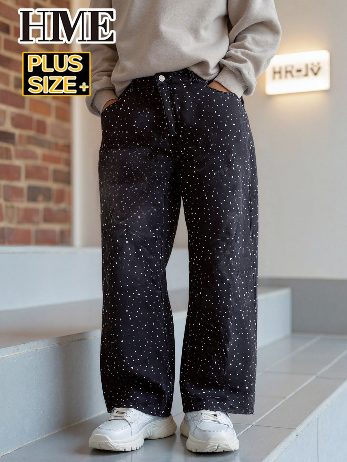 Rhinestone Black Jeans Men Loose Fit Denim Pants Fashion Streetwear Plus Size Big Tall Jeans Ready Stock