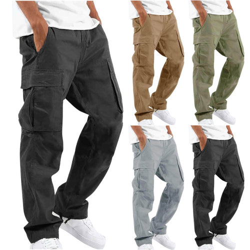 Men's Workwear Casual Pants European And American Independent Station Foreign Trade Drawstring Multi-Pocket Long Pants