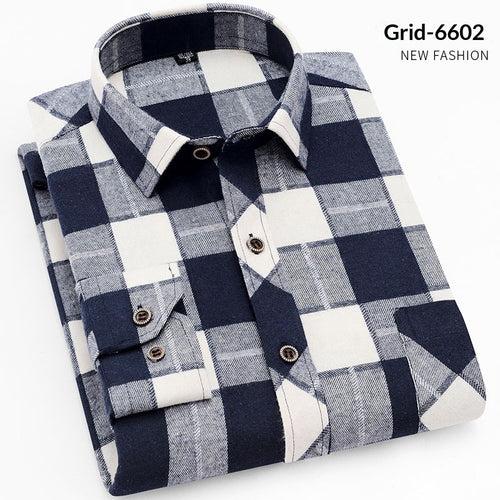 Mens Long-sleeve Plaid Casual Wear For Young And Middle-aged Adults Autumnwinter