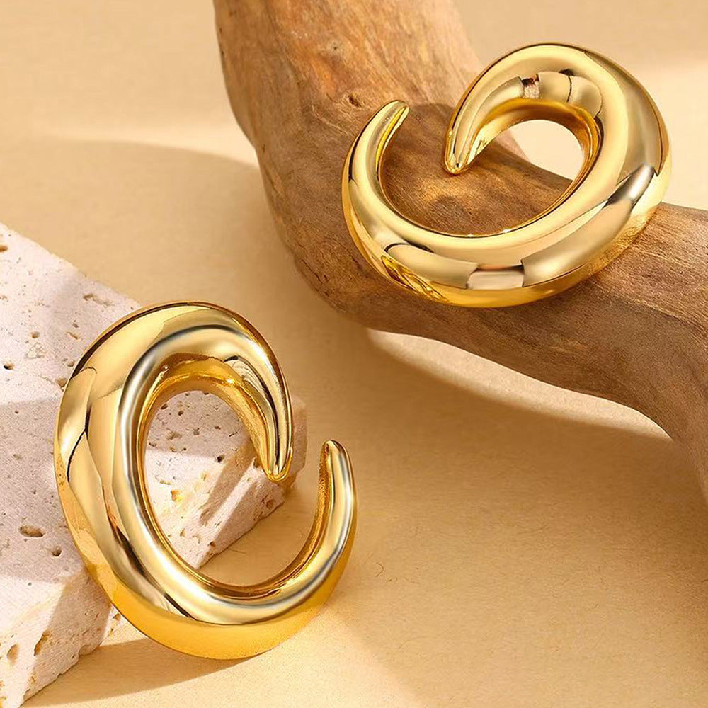Stainless Steel Gold-plated High-end Bar-shaped Hoop Earrings