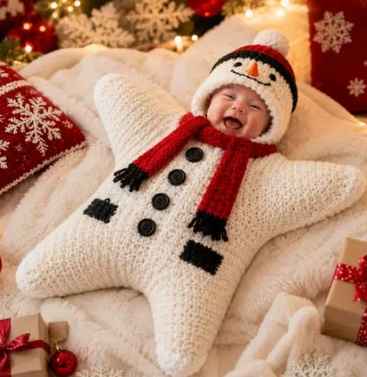 Crocheted Star-shaped Bodysuit Starfish Baby Sleeping Bag Newborn Baby Boy Girl Kids Cartoon Hooded Romper Jumpsuit Bodysuit Clothes Outfits Long Sleeve Playsuit Toddler One Piece Outfit