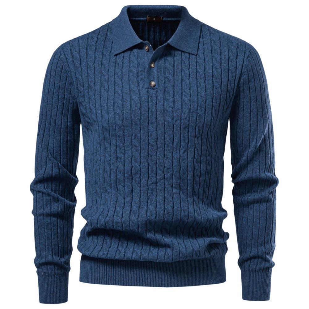 Winter Cross-Border European And American Woolen Long-Sleeve POLO Soft And Warm Sweater Business Casual Men's Turn-Down Collar Sweater