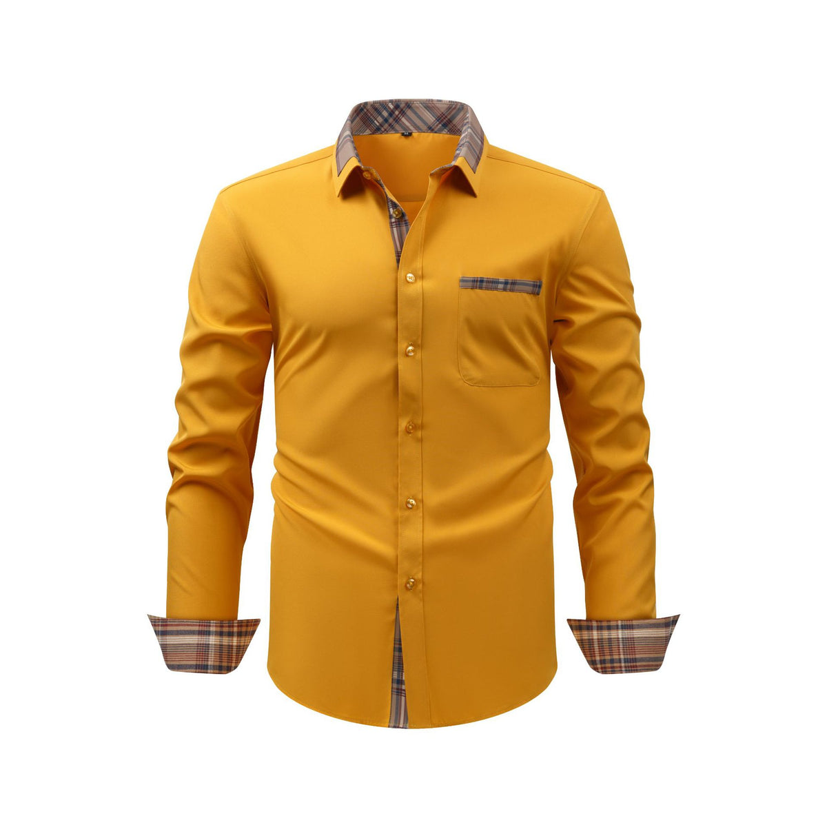 Jiana Cross-Border Specializes In Color-Blocked Floral Collar Men's Shirts, Stretchy, Wrinkle-Free, Business Fashion, Amazon Men's Long-Sleeve Shirts