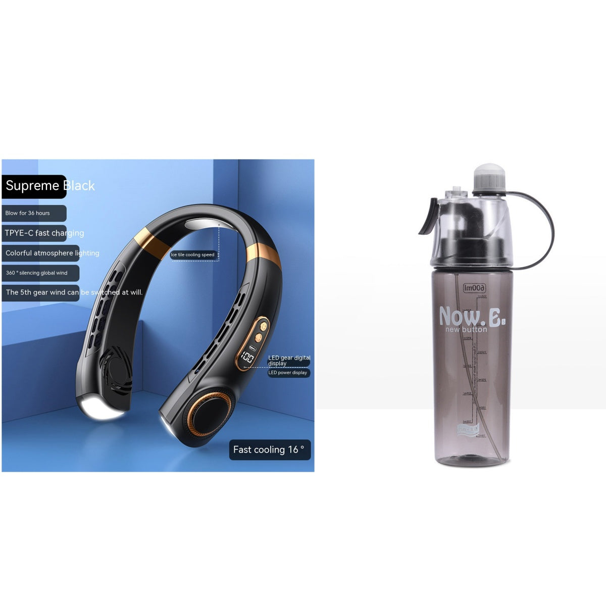 Portable Mute Multifunctional Hanging Neck Fan - Hands-Free Personal Cooling Device For Travel And Outdoor Activities