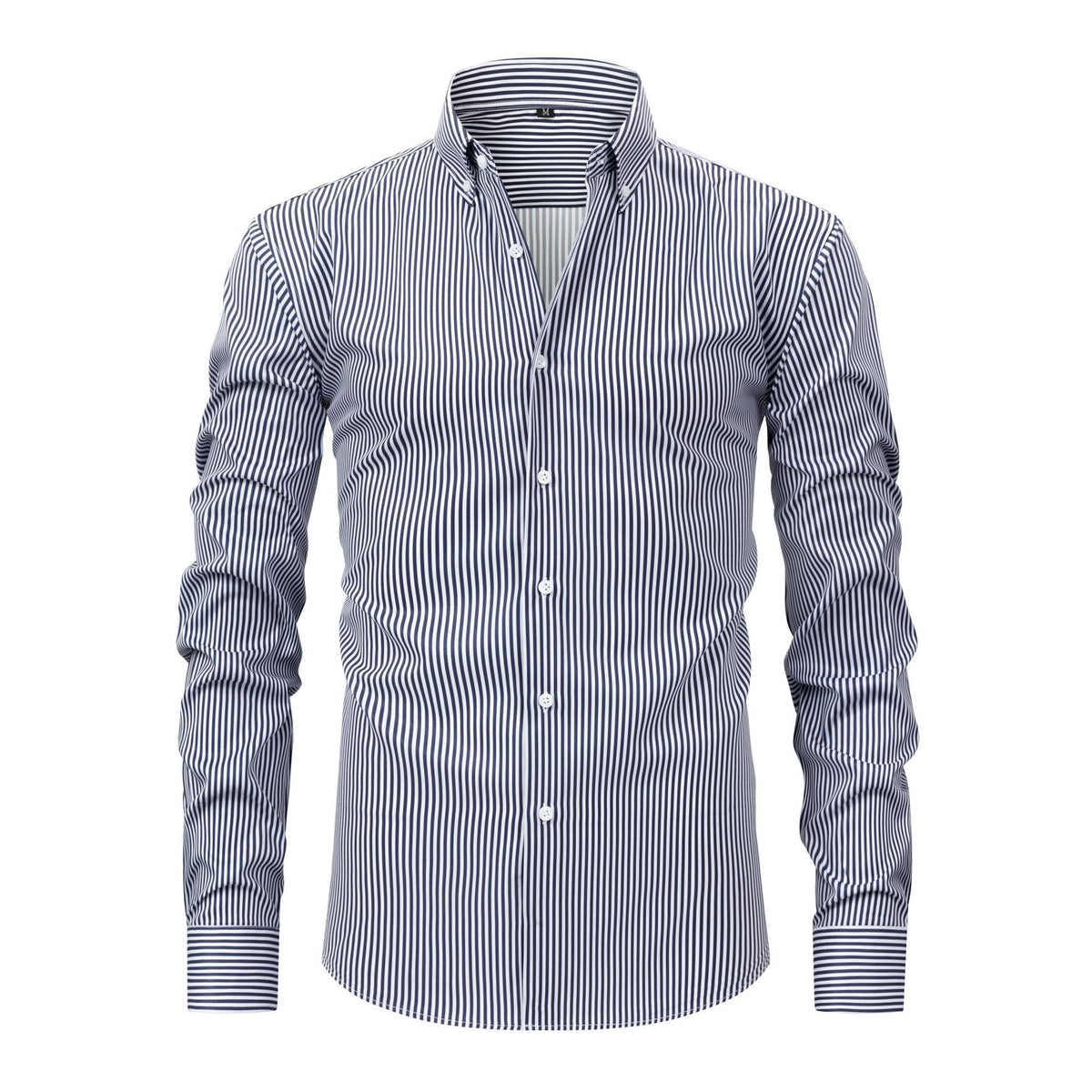 Jiachuan Cross-Border European And American Elastic Non-Iron Men's Shirt Long Sleeve Digital Print Striped Casual Fashion Shirt Men's Clothing