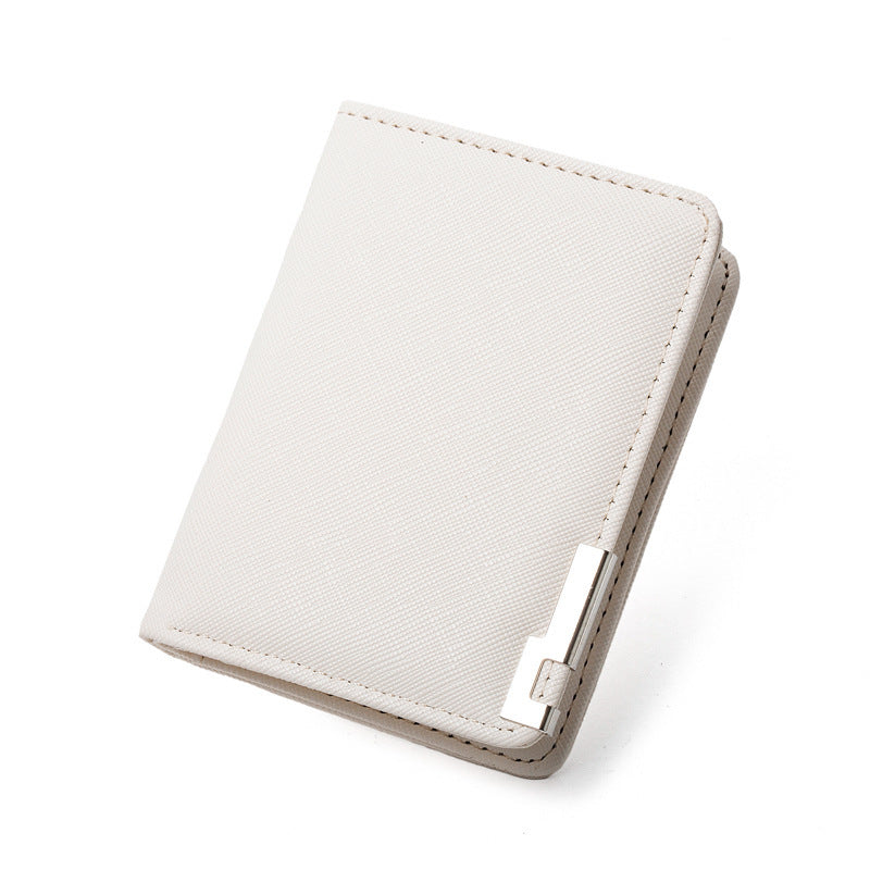 Mens Ultra-thin Short Wallet With Metal Trim