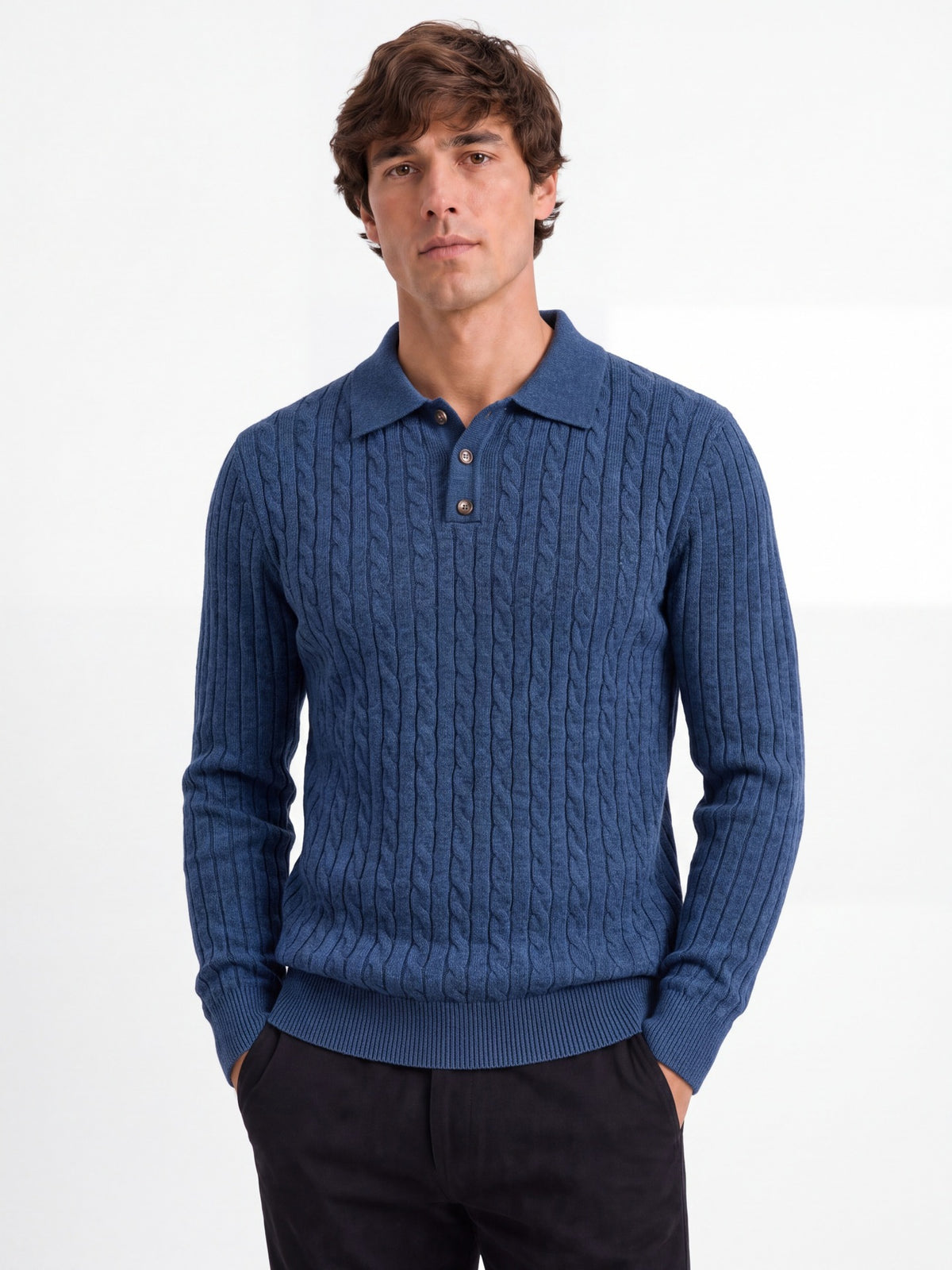 Winter Cross-Border European And American Woolen Long-Sleeve POLO Soft And Warm Sweater Business Casual Men's Turn-Down Collar Sweater