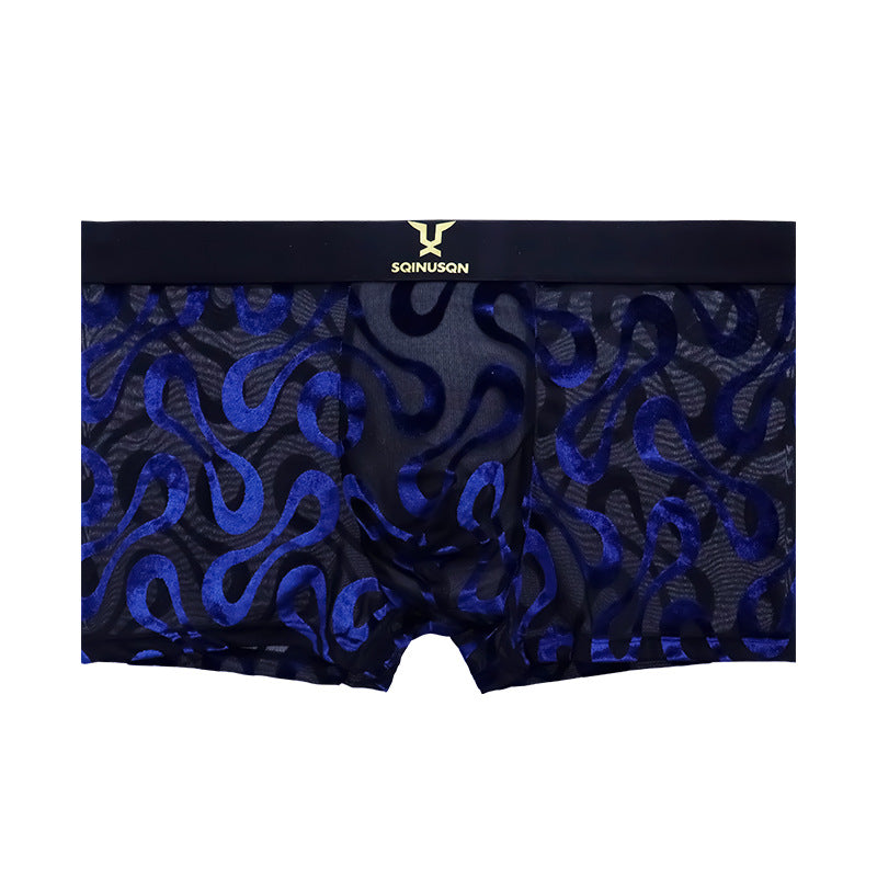 Mens Ice-Silk Underwear Antibacterial And Breathable Velvet Mesh Boxers