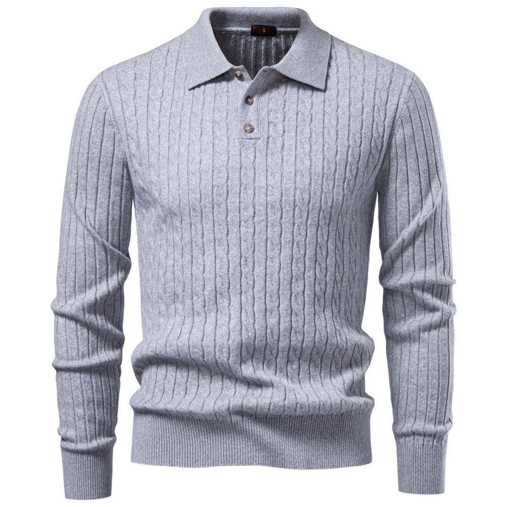Winter Cross-Border European And American Woolen Long-Sleeve POLO Soft And Warm Sweater Business Casual Men's Turn-Down Collar Sweater