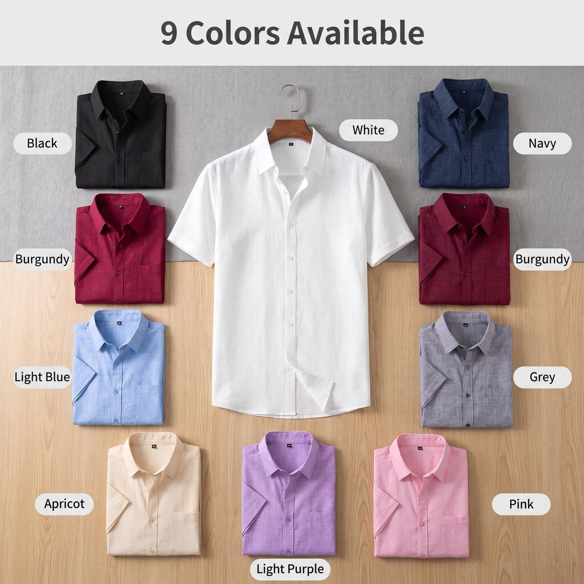 Jiana Cross-Border Specializes In Supplying Imitation Linen Men's Short-Sleeved Shirts With Lapels, Casual Retro Shirts, Fashionable High-End Shirts For Men
