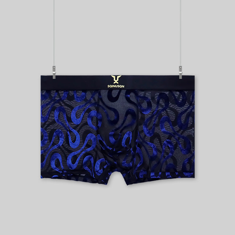 Mens Ice-Silk Underwear Antibacterial And Breathable Velvet Mesh Boxers