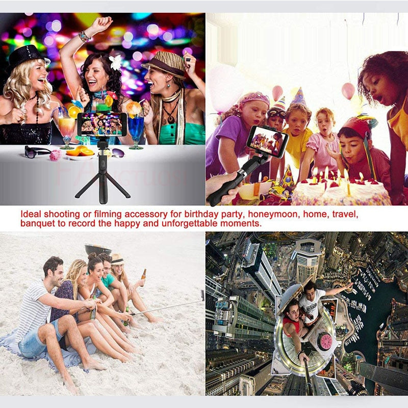 Tripod Selfie Stick Mobile Compatible with Apple, Universal Live Triangle Bracket One Bluetooth Selfie Artifact