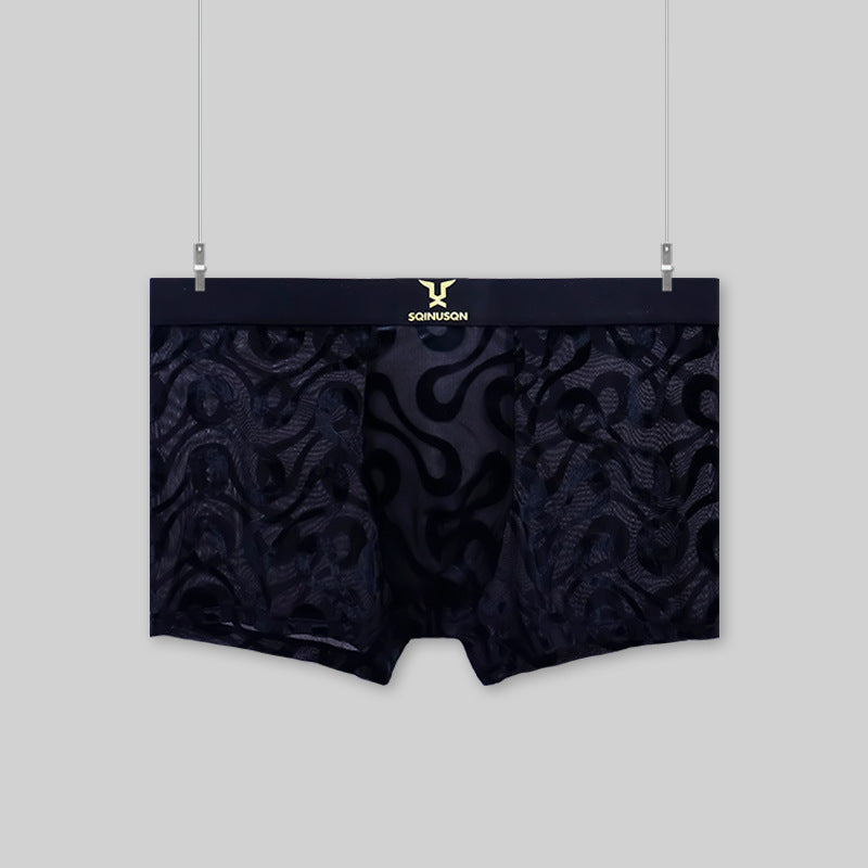 Mens Ice-Silk Underwear Antibacterial And Breathable Velvet Mesh Boxers