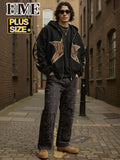 Rhinestone Black Jeans Men Loose Fit Denim Pants Fashion Streetwear Plus Size Big Tall Jeans Ready Stock