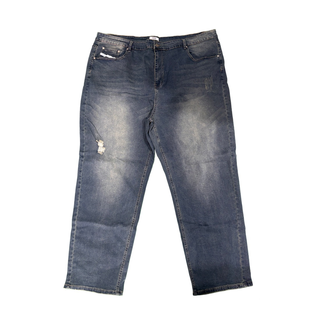 Big And Tall Men's Jeans Relaxed Straight Leg Vintage Blue Washed Plus Size Denim Pants US Warehouse