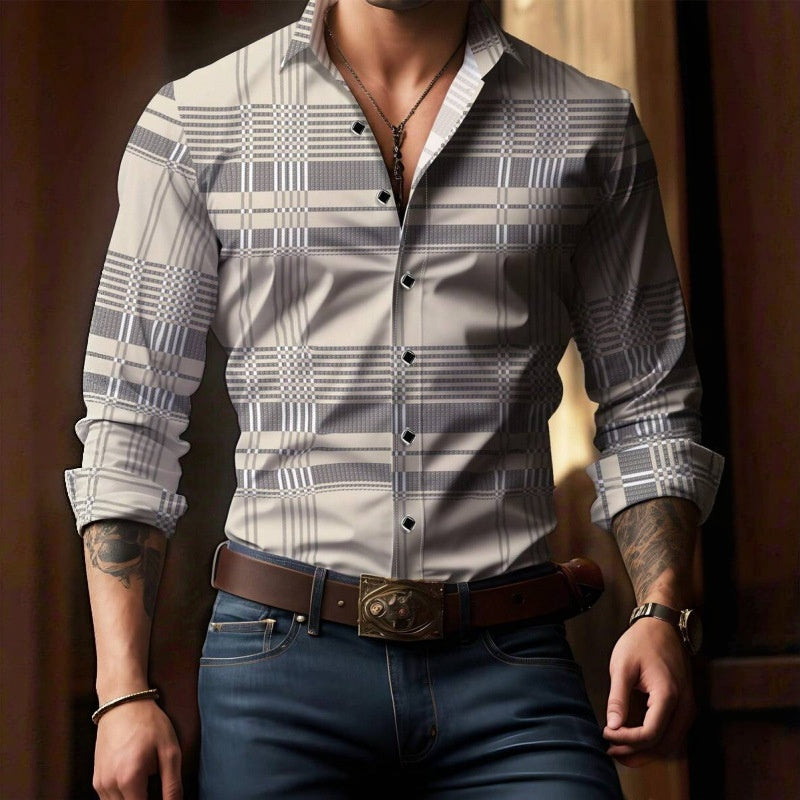 Mens Printed Long-Sleeve Shirt