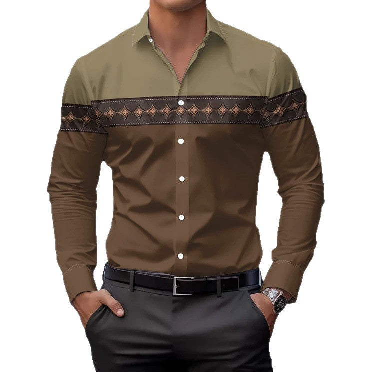 Western-style Wind-resistant Denim Thin Mens Shirt