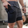 Mens Double-Layer Breathable Casual Shorts With A False Two-Piece Design