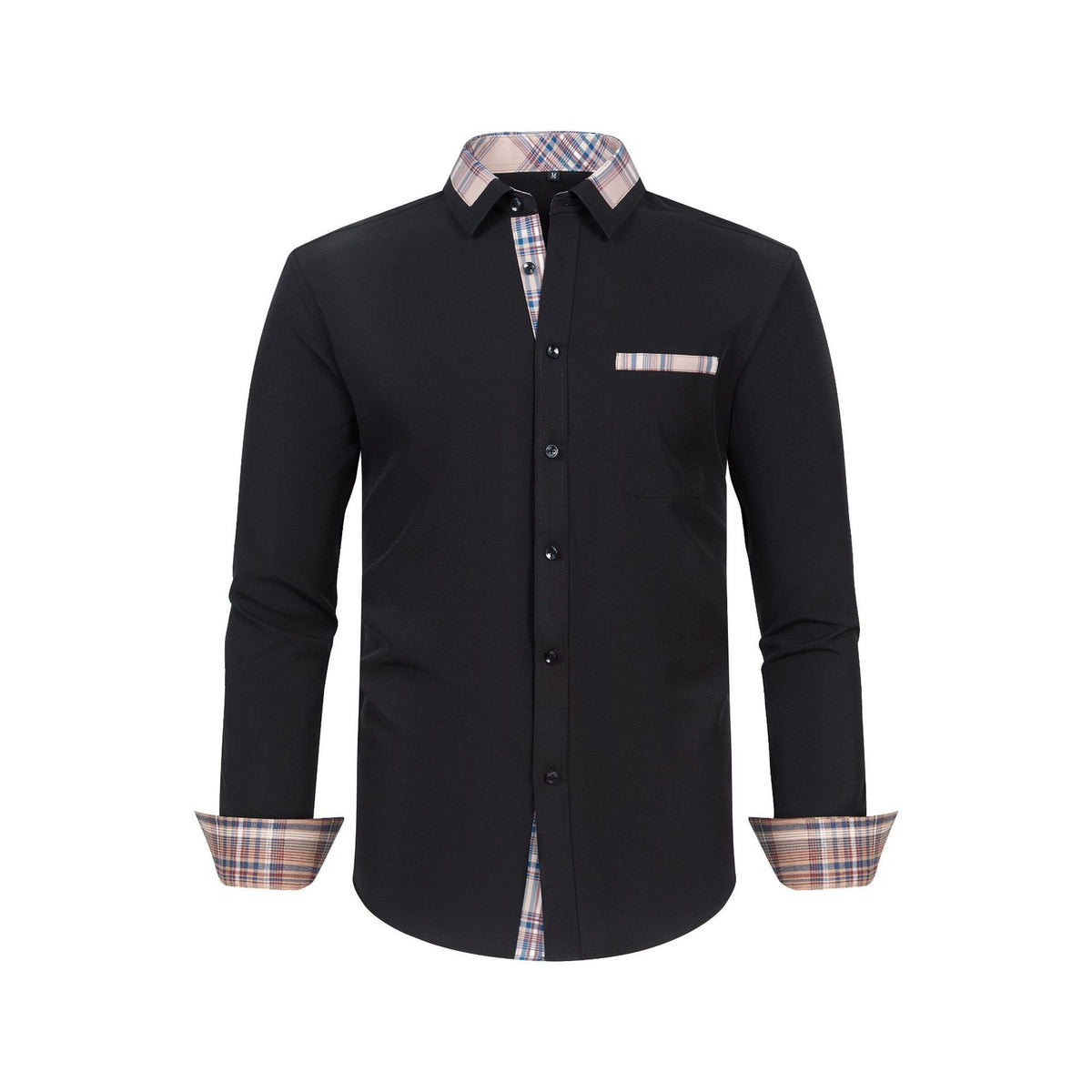Jiana Cross-Border Specializes In Color-Blocked Floral Collar Men's Shirts, Stretchy, Wrinkle-Free, Business Fashion, Amazon Men's Long-Sleeve Shirts