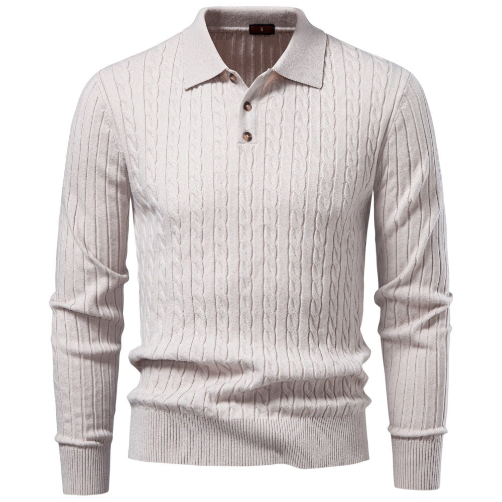 Winter Cross-Border European And American Woolen Long-Sleeve POLO Soft And Warm Sweater Business Casual Men's Turn-Down Collar Sweater