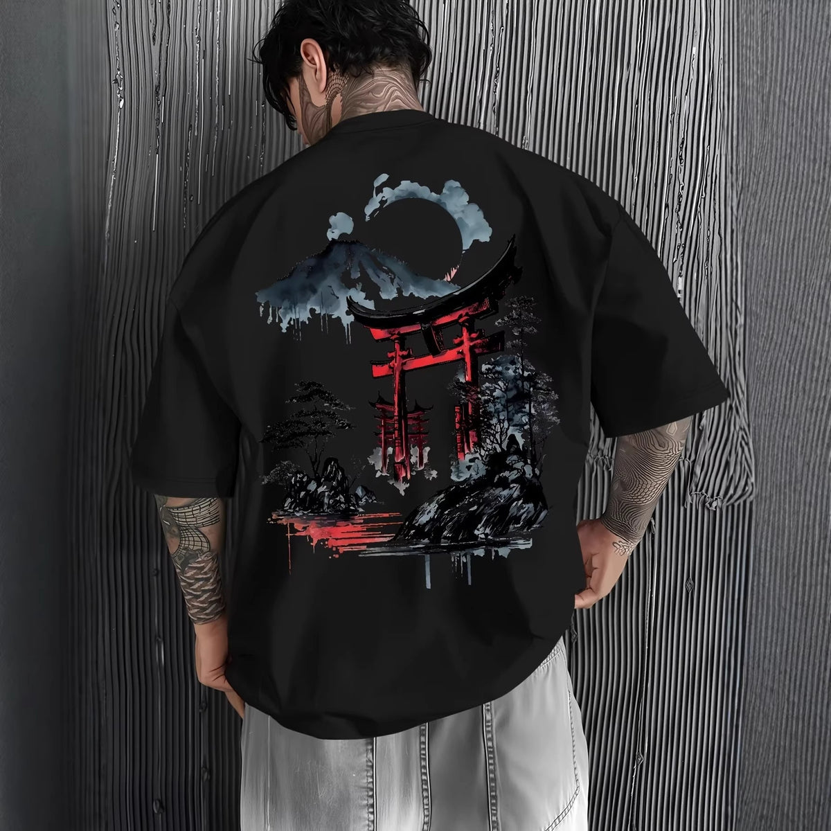 Loose Cotton Ink Print T Shirt
