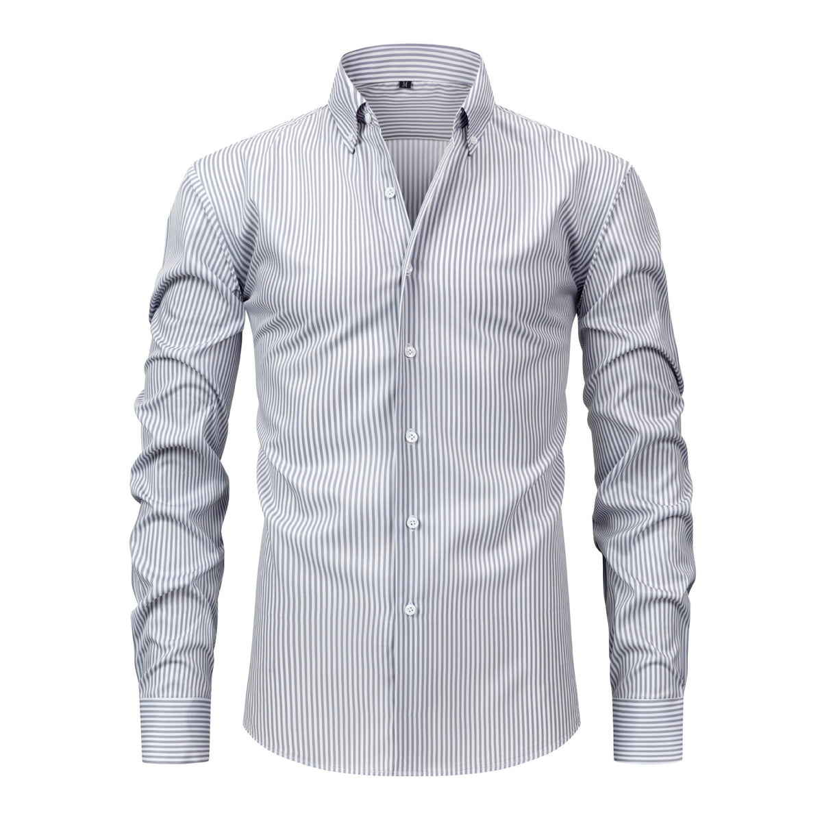 Jiachuan Cross-Border European And American Elastic Non-Iron Men's Shirt Long Sleeve Digital Print Striped Casual Fashion Shirt Men's Clothing