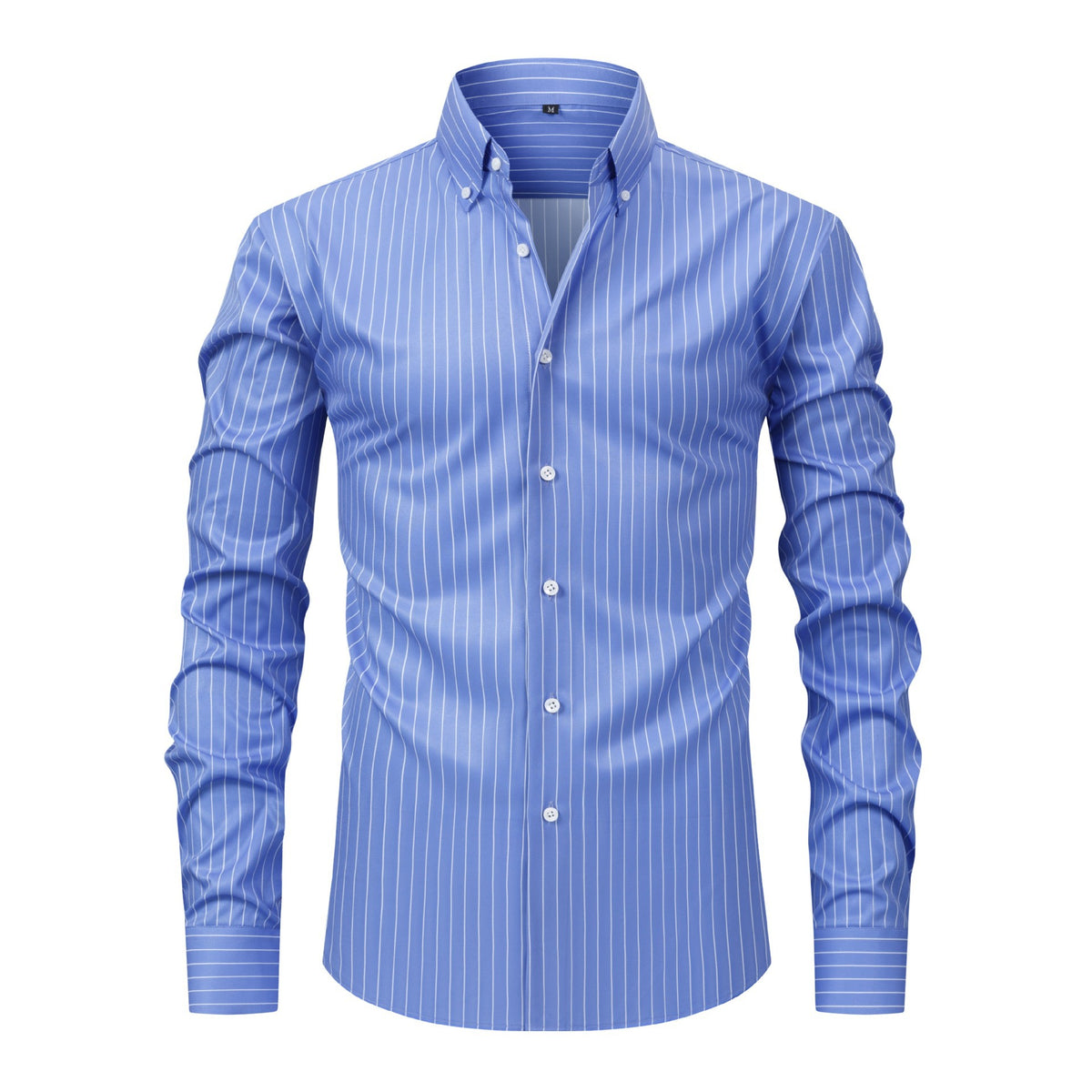 Jiana Four-way Stretch Digital Striped Long-sleeve Collared Men's Shirt, Exclusively For Cross-border Sales, With A High-end Design, Men's Clothing