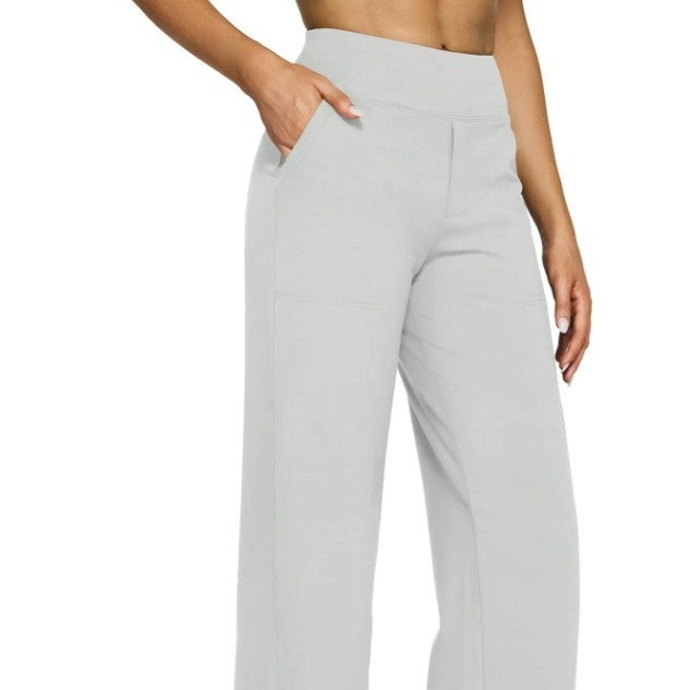 Pocket Knitted Straight High Waist Trousers