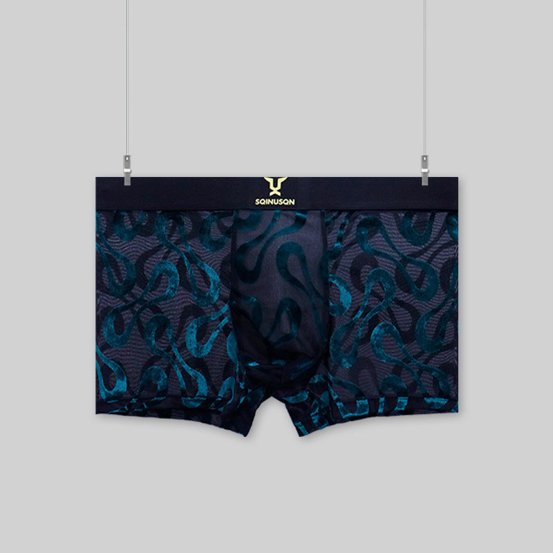 Mens Ice-Silk Underwear Antibacterial And Breathable Velvet Mesh Boxers