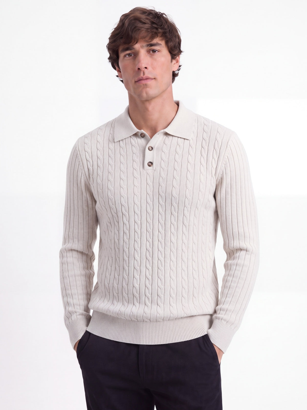 Winter Cross-Border European And American Woolen Long-Sleeve POLO Soft And Warm Sweater Business Casual Men's Turn-Down Collar Sweater