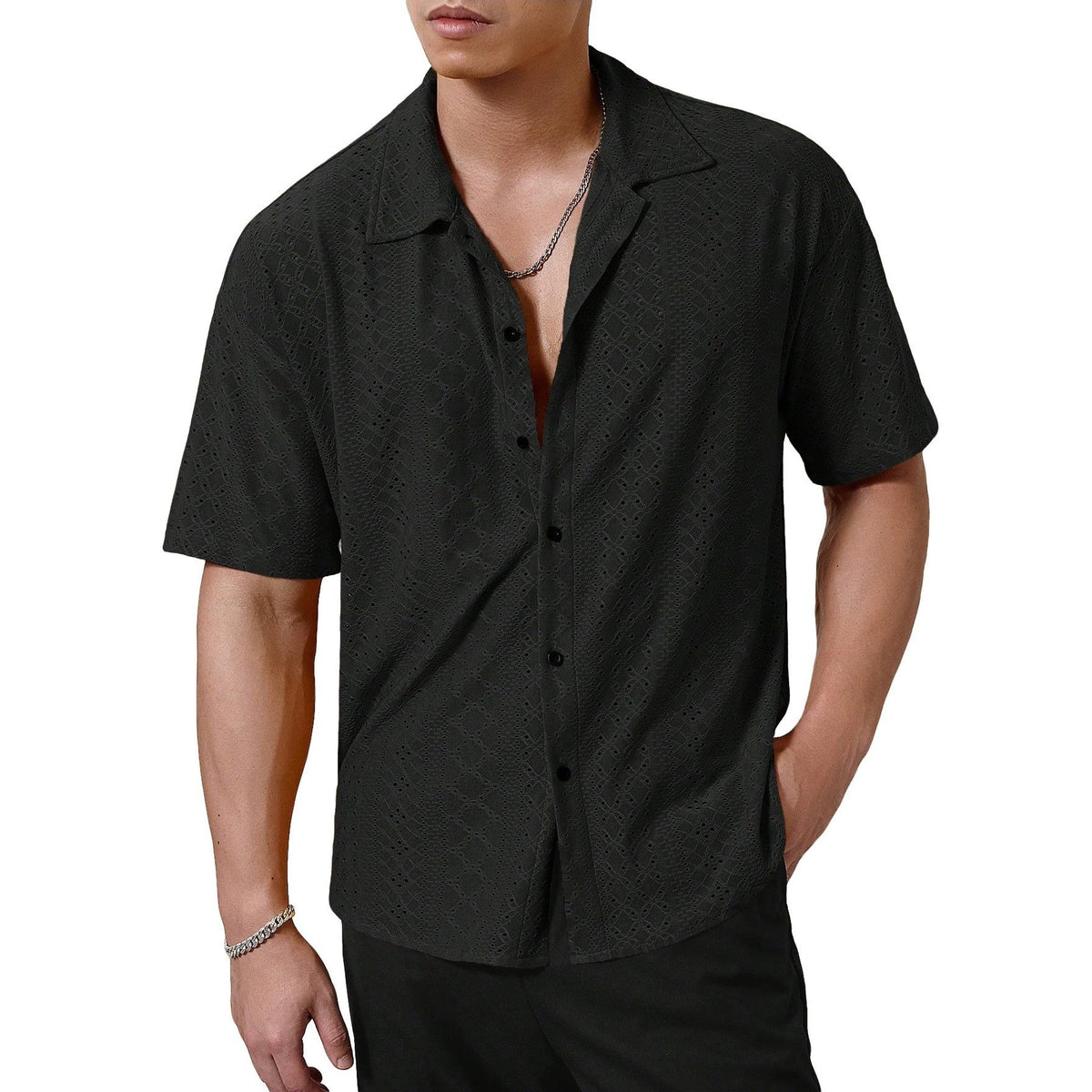 Men's Breathable Solid-color Short-sleeve Shirt